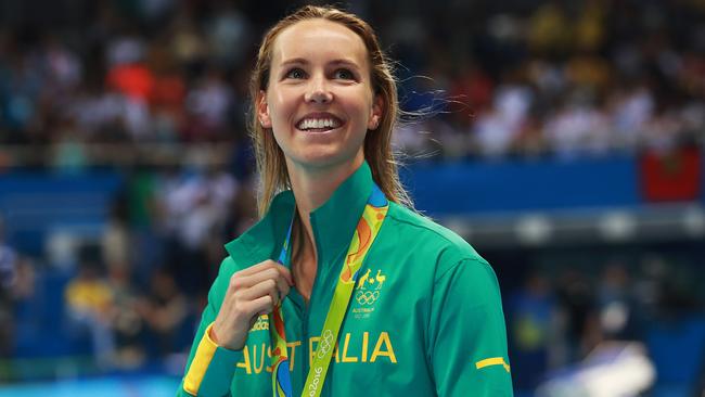 Australia's Emma McKeon with her bronze medal she won in the women's 200m freestyle final. Picture: Phil Hillyard