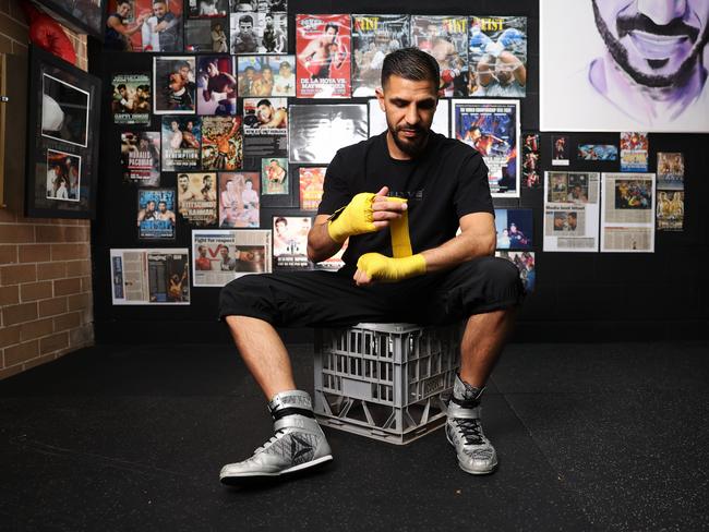 Former world champion boxer Billy Dib in his home gym. Picture: Rohan Kelly.