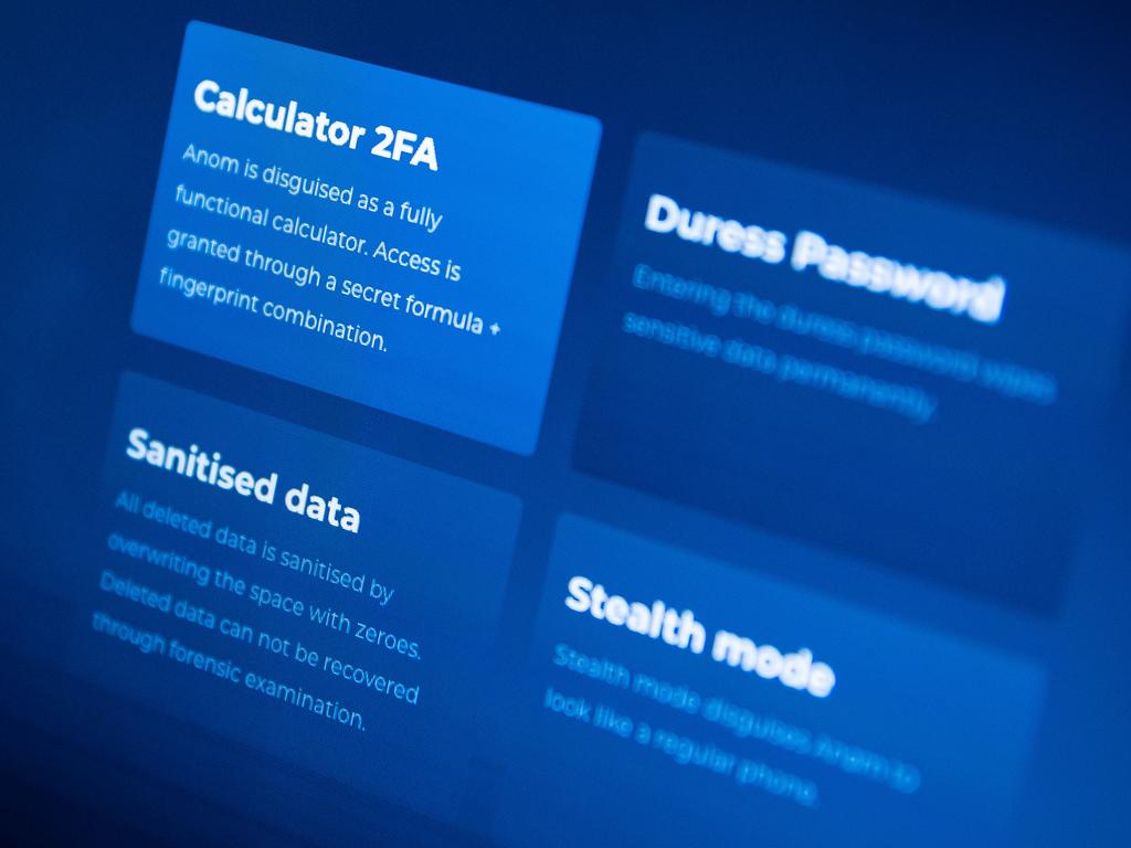 AN0M’s security explained to users as being disguised behind a fully functional calculator on the phone. Picture: Supplied