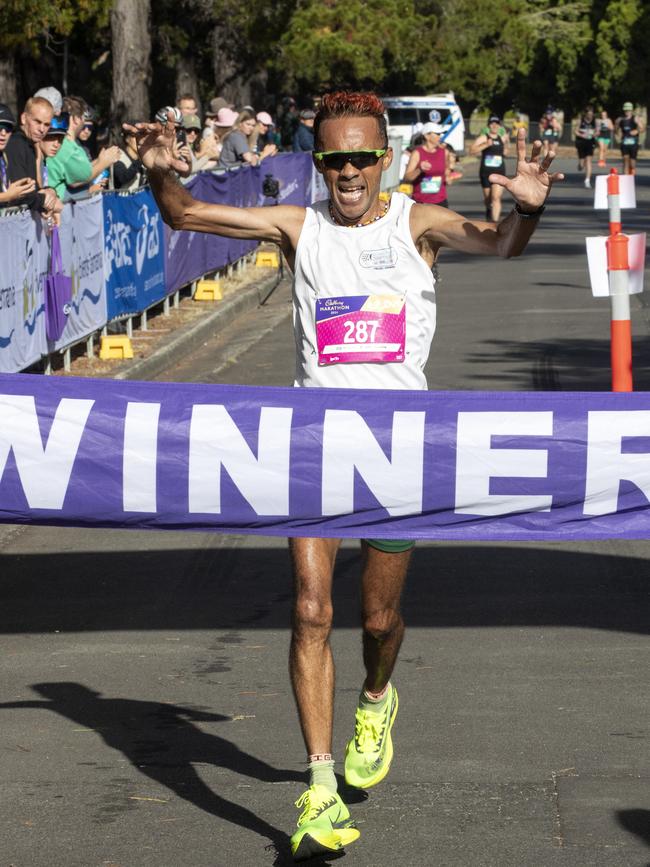 Wayne Spies wins the men's Cadbury Marathon for the second time. Picture: Chris Kidd