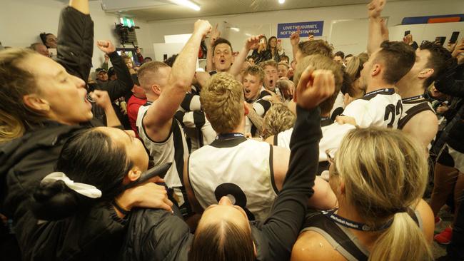 Outer East Premier Division football grand final: Narre Warren v Wandin. Narre Narre Warren players celebrate their premiership victory.   Picture: Valeriu Campan