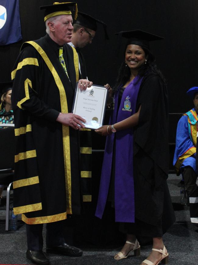 Shayal Chand graduated with a Master of Teaching (Primary) at the CQUniversity graduation ceremony in Bundaberg on December 14, 2023.
