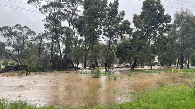 Flooding on Ashbourne Rd, Woodend. Picture: Hayley Elg.