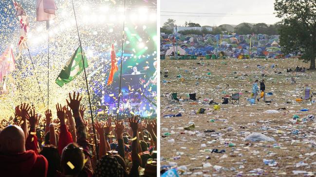 Glastonbury Festival has come to end but the huge clean-up operation has just begun. Picture: AAP