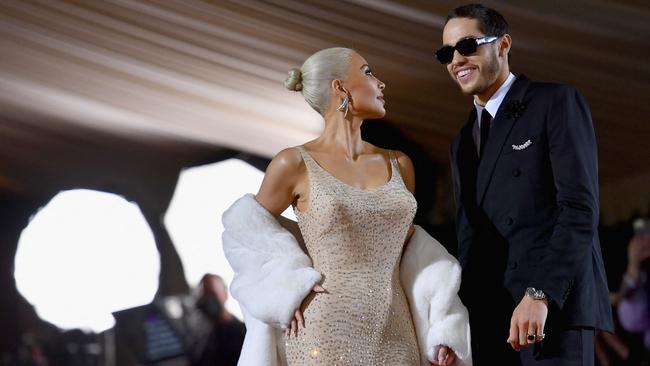 Kardashian and comedian Pete Davidson at the Met Gala. Picture: AFP