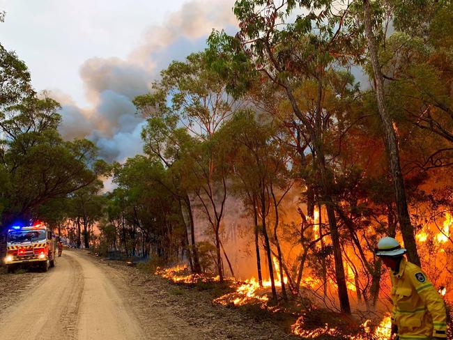 The Gospers Mountain Fire is burning in the Yengo and Wollemi National Parks and headed towards the Central Coast. Picture Westleigh RFS