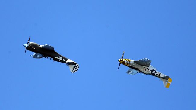 P-51D Mustang and P-40 Kittyhawk at day three of the Pacific Airshow, 20 August 2023. Picture: Richard Gosling