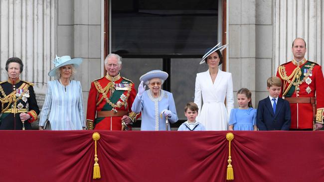 Four generations of royals on the Buckingham Palace balcony. Picture: AFP