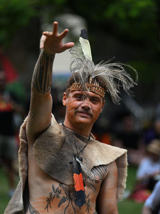 Crowds gathered in Brisbane despite temperatures tipped to hit 31C. Picture: Dan Peled / NewsWire