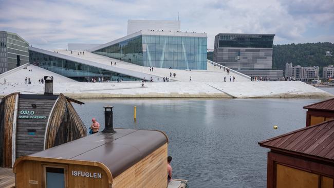 Saunas and harbour swimming are popular year-round in Oslo, Norway.