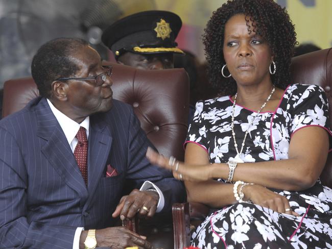 Robert Mugabe pictured with wife Grace last year. Picture: Tsvangirayi Mukwazhi/AP