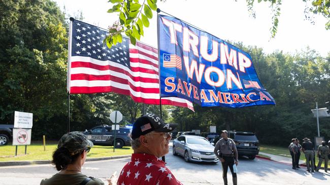 Supporters gathered near the Fulton County Jail as Donald Trump was on his way to turn himself in after his Georgia indictment in August 2023. Picture: Jessica McGowan/Getty Images/AFP