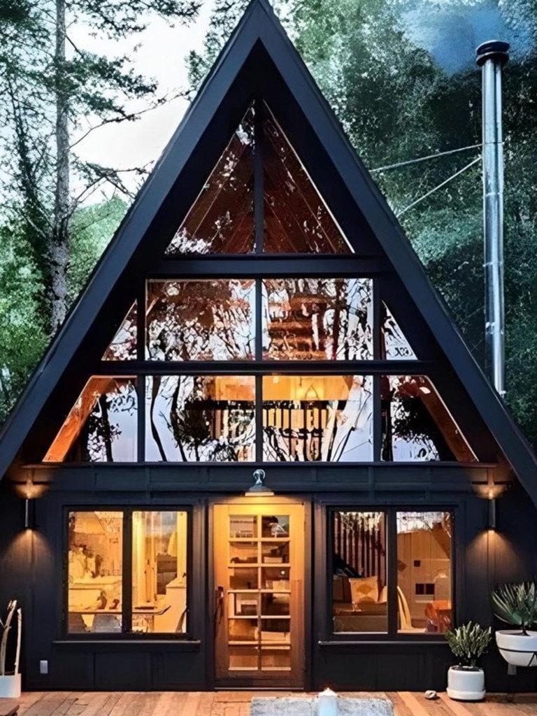 One of the A-frame homes you can purchase on Amazon. Pictures: Amazon/TikTok