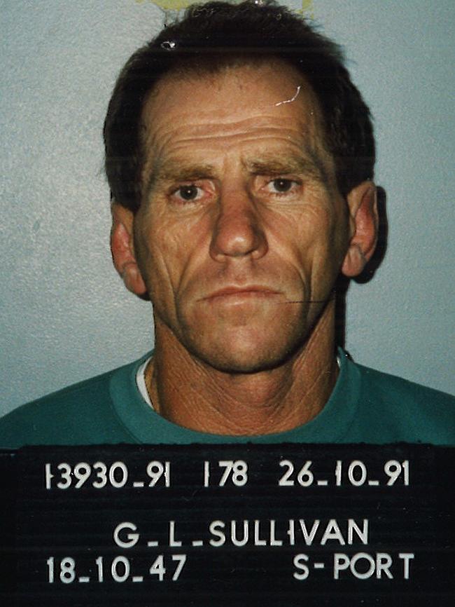 Police mug shot of bank robber Garry Sullivan following his arrest. Picture: Supplied.