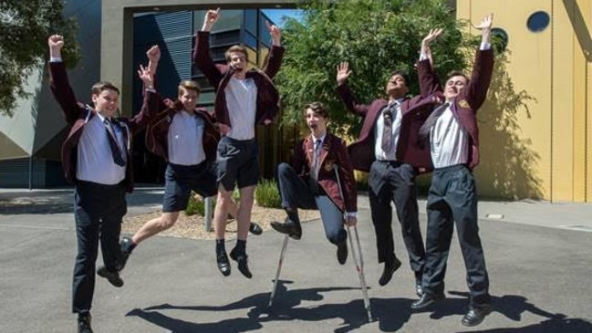 High achieving Girton students jump with joy over their results. Picture: Supplied