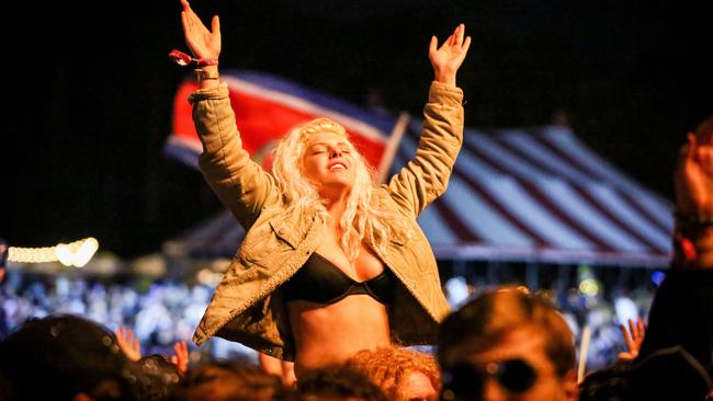 Revellers seeing in the New Year at Falls Festival in 2017. Picture: Nicole Cleary