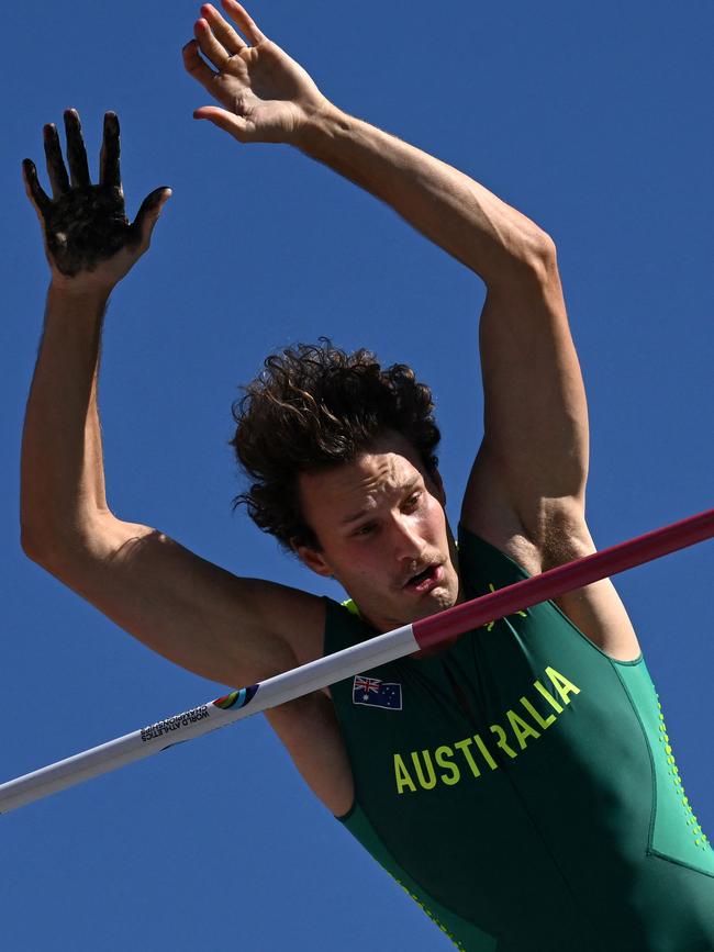 Australia's Kurtis Marschall competing in the men's pole vault qualification during the World Athletics Championships, July 2022. Picture: Andrej Isakovic / AFP