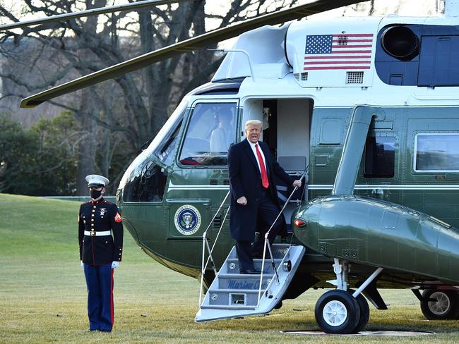 US President Donald Trump boards Marine One as he departs the White House. Picture: AFP