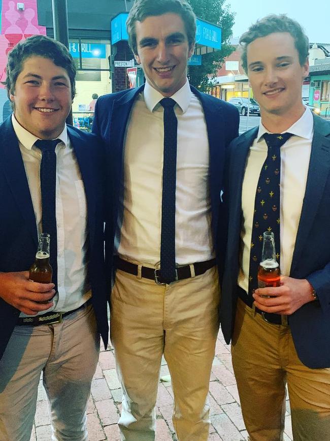 24-year-old Charlie Mumford (middle) with Wyatt Sanders and Sam Carberry. Picture: Instagram