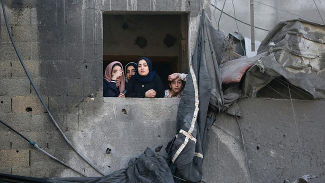 Palestinians check the destruction in the aftermath of an Israeli strike in the Jabalia camp in the Gaza Strip. Picture: AFP