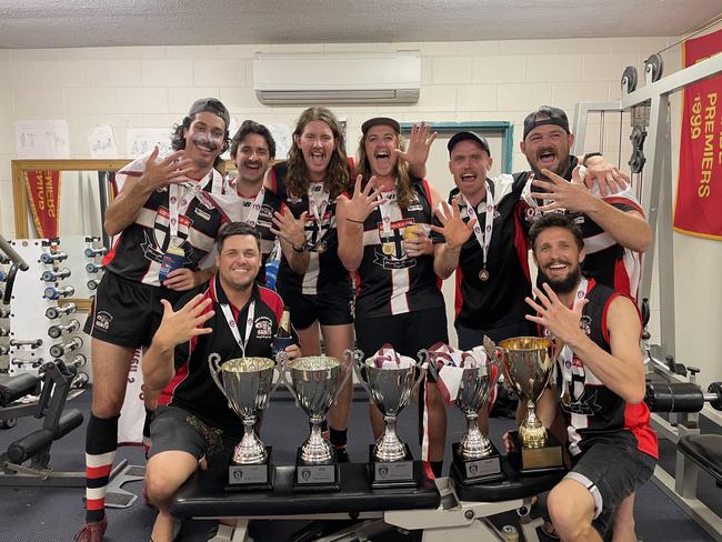 The Saints’ celebrating their five-peat earlier this year. Picture: Supplied.