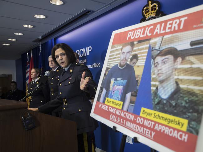 Police waited until July 23 to issue a public alert about Kam McLeod and Bryer Schmegelsky. Picture: Darryl Dyck/The Canadian Press via AP