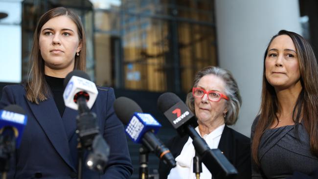 Brittany Higgins (left) after a meeting with Prime Minister Scott Morrison on April 30. Picture: NCA NewsWire/Damian Shaw