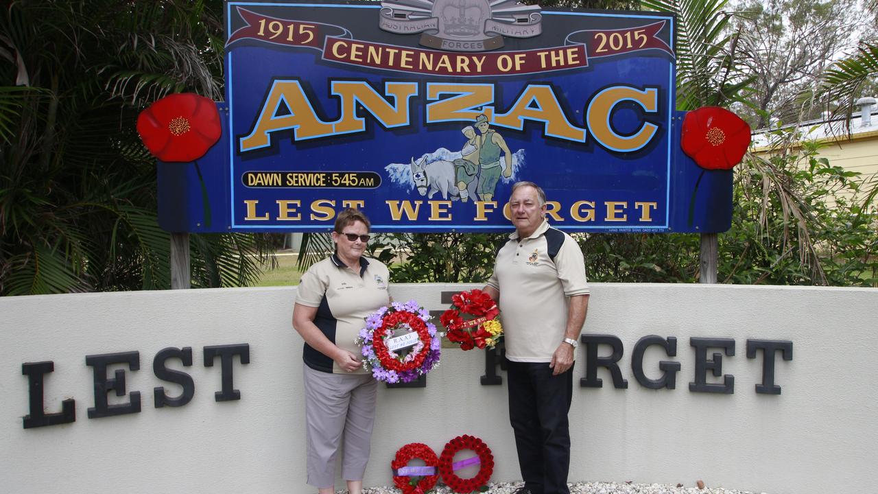 The Toogoom Dawn Service will commence at 5.45am, at the Wall of Remembrance outside of the Toogoom Community Hall, on the corner of O‘Regan Creek and Toogoom Road. Pictured: Doug Brimson and Ann Franklin.