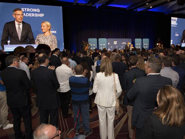 Liberals Election Evening ballroom at the Hilton Hotel Sydney. Picture: Monique Harmer