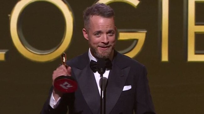 Hamish Blake winning the Gold Logie last year. Picture: Channel 9