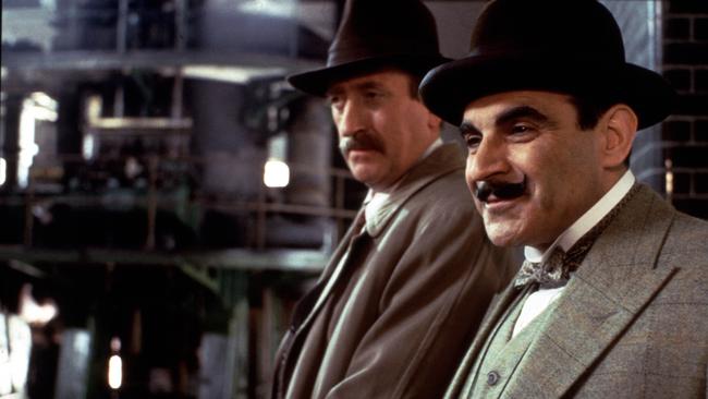 Suchet (right) in his best-known role, as Hercules Poirot. Picture: ABC