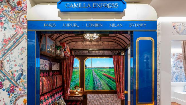 Camilla’s new Burnside Store will have a Camilla Express sit-in train carriage like this one at the luxury brand’s Short Hills store. Picture: Supplied
