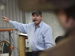 Auctioneer, Pat Dunne conducts the last auction at the Toowoomba Auction Centre in Rocla Court. July 2018. Picture: Bev Lacey