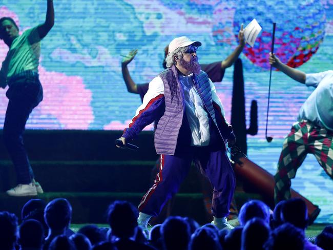 Tones and I performs in “grandpa” mode at the 33rd Annual ARIA Awards. Picture: Getty Images