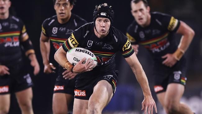 Matt Burton runs the ball for the Panthers. Picture: Mark Kolbe/Getty Images