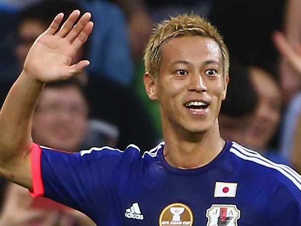 MELBOURNE, AUSTRALIA - JANUARY 20: Keisuke Honda of Japan celebrates after he scored a goal during the 2015 Asian Cup match between Japan and Jordan at AAMI Park on January 20, 2015 in Melbourne, Australia. (Photo by Robert Cianflone/Getty Images)