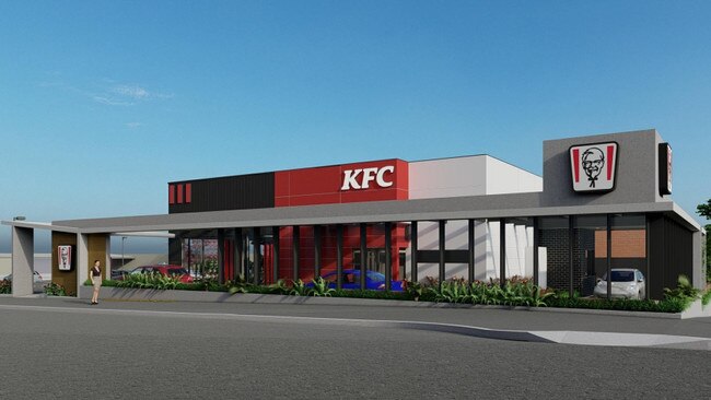 Artist’s impression of the Harrington St perspective of the proposed Hobart KFC. Pic: 6ty° Architecture, Surveying, Engineering