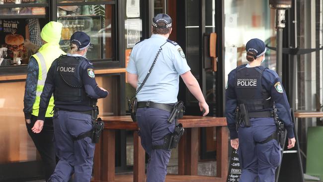 NSW police conduct high visibility patrols at Coogee on Monday. Picture: John Grainger