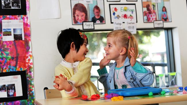 Kids learn Mandarin in a fun way at Brookvale Children's Centre Preschool. Picture: Troy Snook