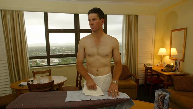 Springborg doing the ironing in the now infamous photograph. Picture: Nathan Richter