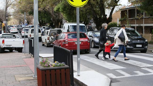 Traffic chaos in Hahndorf’s main street on the Monday public holiday. Picture: Emma Brasier