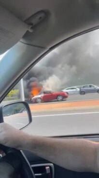 Smithfield Bypass car on fire