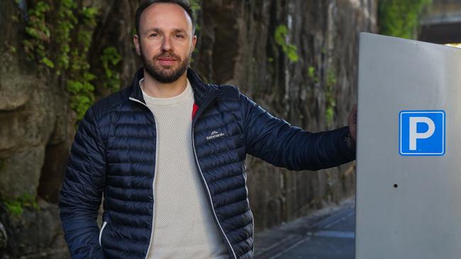 Sean Connolly-Greig is seen at a parking station. Picture: Gaye Gerard