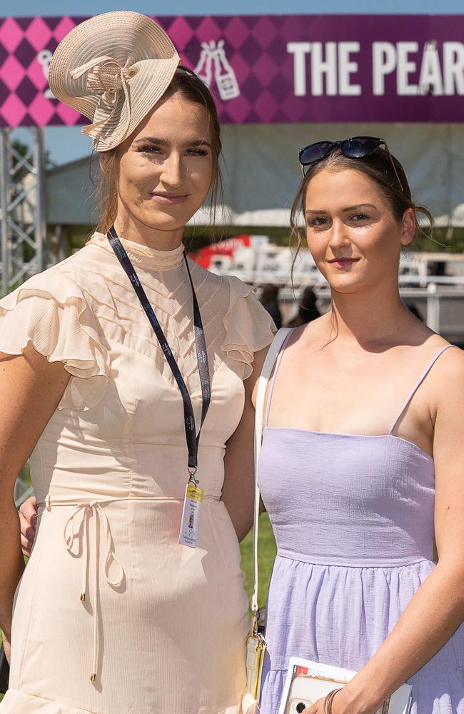 Chloe Baxter and Jade Hampson at the 2023 Darwin Cup Carnival Guineas Day. Picture: Pema Tamang Pakhrin