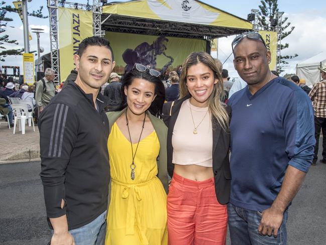 Krin Bajough, Chrissele Amarante, Mary Bianco and Ruben Krish at the 2019 Manly Jazz festival. (AAP IMAGE / Troy Snook)