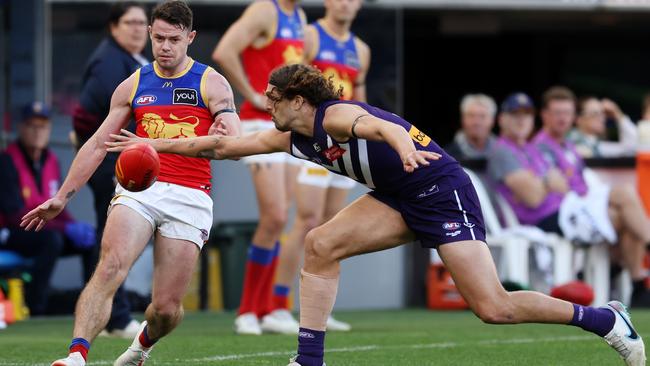 The Dockers paid close attention to Neale (left) throughout the game. (Photo by Will Russell/AFL Photos via Getty Images)