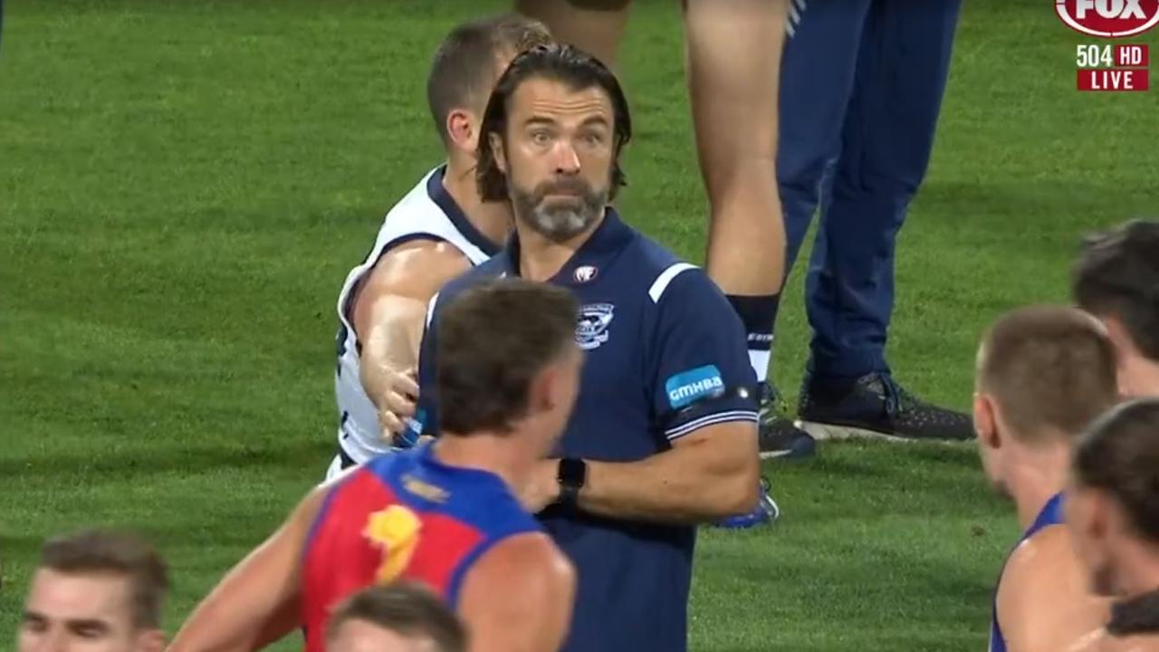Chris Scott was involved in an incident at quarter-time on Friday night.