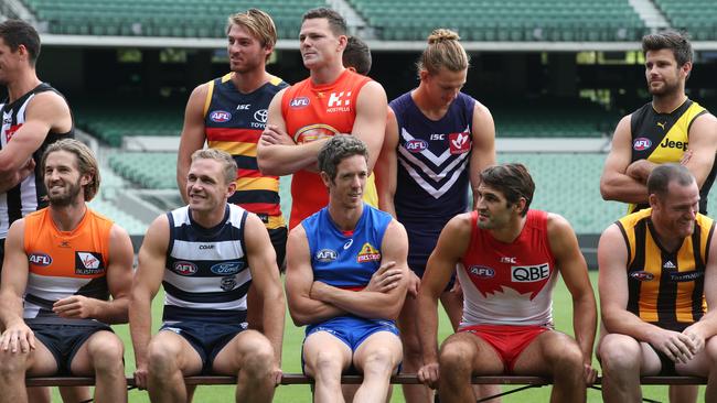 AFL captains at the pre-season captain’s call.