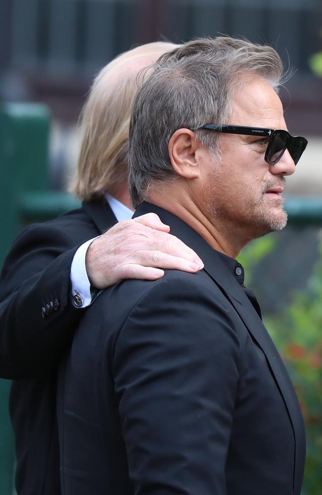 Jon Stevens arrives at the funeral. Picture: Alex Coppel