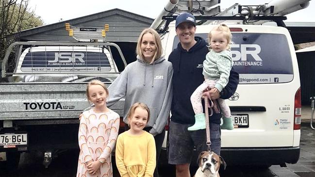 Jono Rex with his wife Megan and daughters Layne, Marley and Georgia. Pic: Supplied